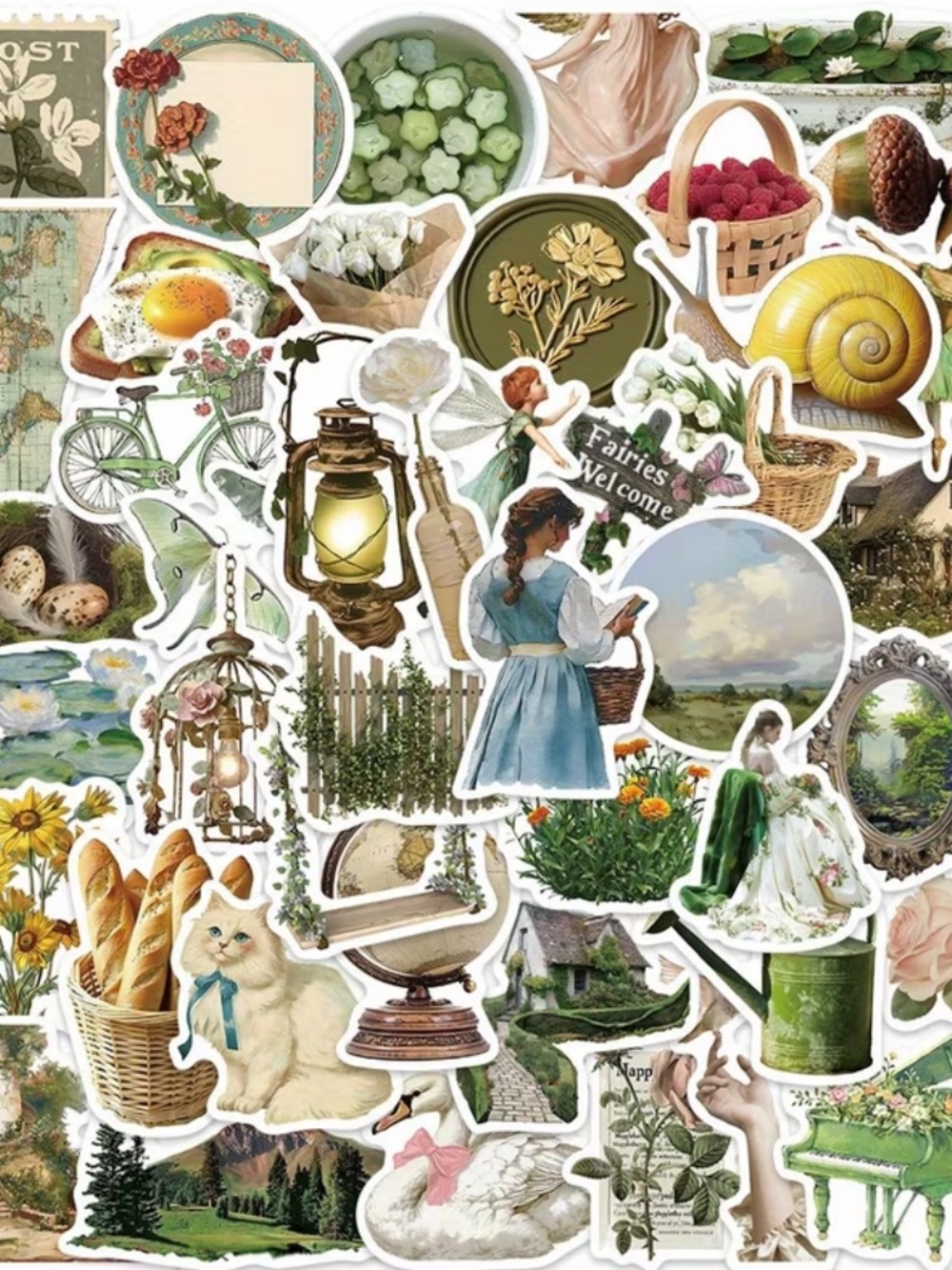 50 Storybook Cottage Garden Stickers | Vintage Botanical Cottagecore